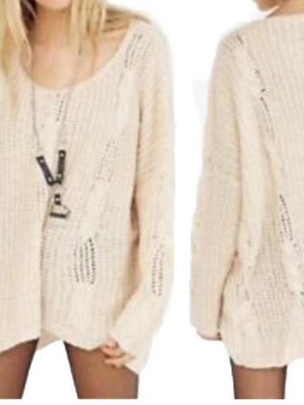 Urban Outfitters Cream Knit Oversized Sweater Size M